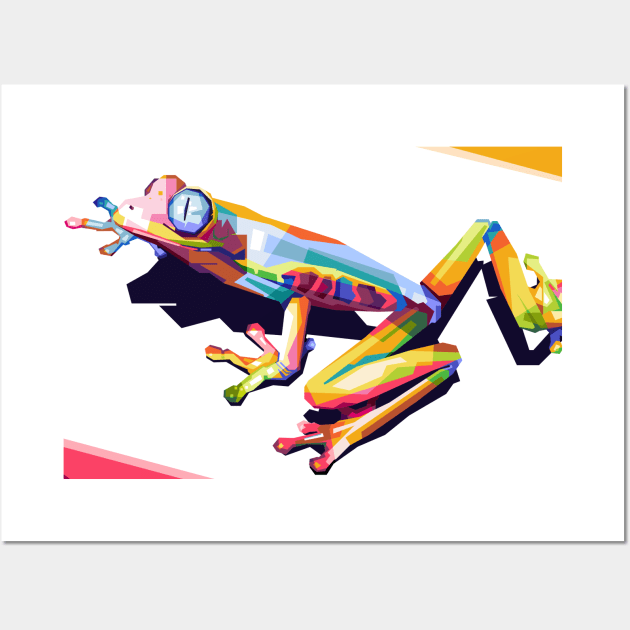 Pop Art design illustration with tree frog image Wall Art by Rizkydwi